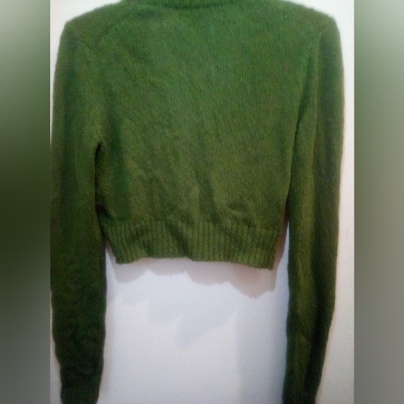 Michael Kors Green Cropped Knit Cardigan 100% Cotton Size XS Fall - Picture 11 of 14